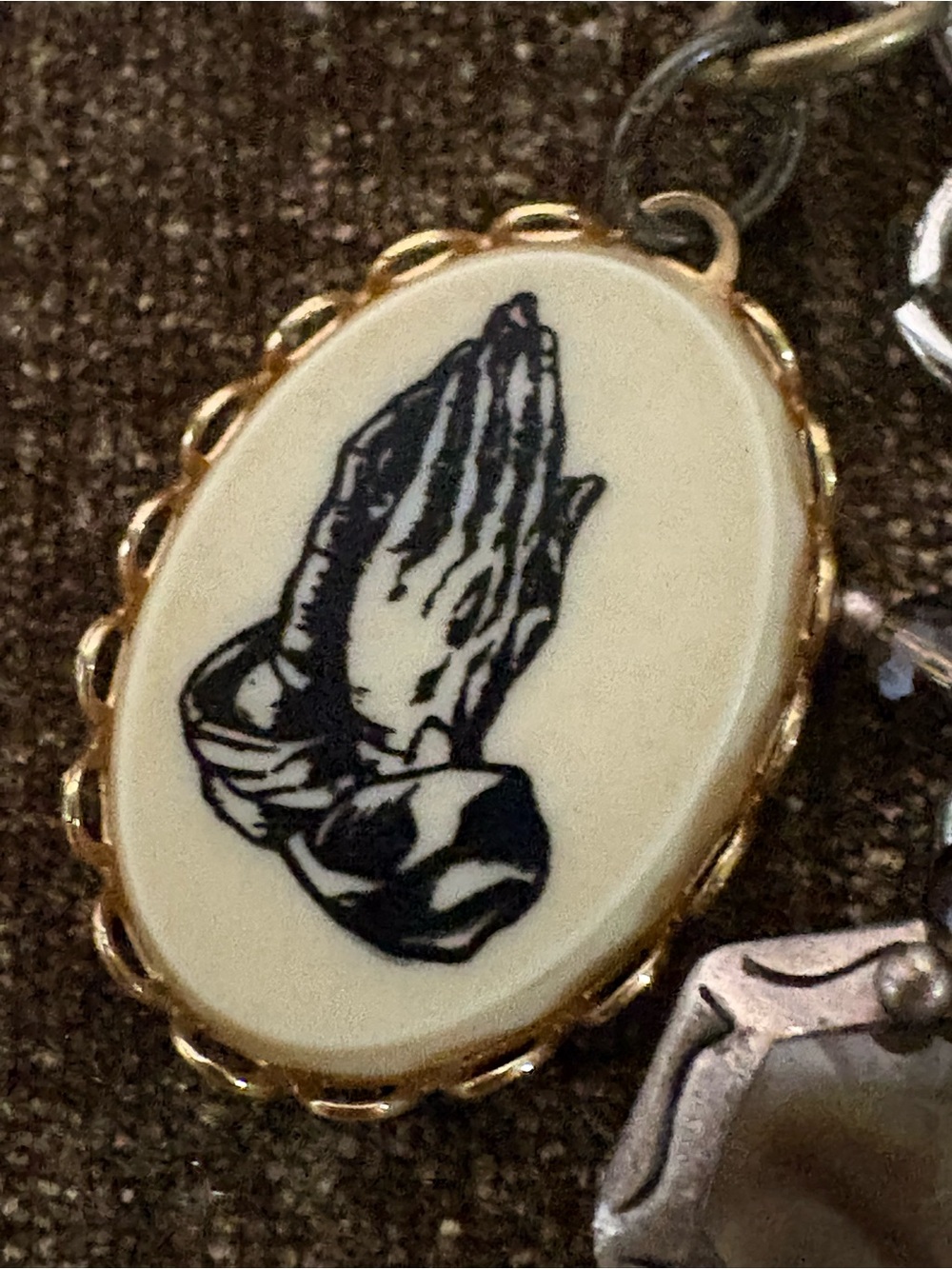 Vtg Upcycled Mother Mary Faith Based Handmade Charm Necklace Artisan Made OOAK - Picture 6 of 14